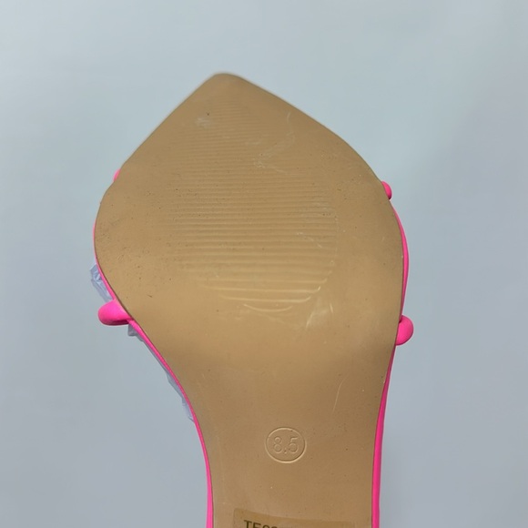 Elisabet Tang Fluorescent Pink 4.3” High Stilettos Sandals, Sexy Strappy  8.5 - Picture 11 of 12